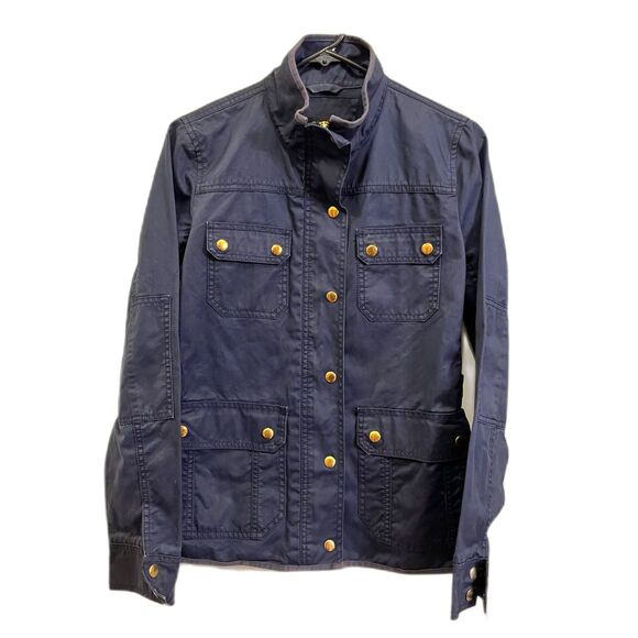 J. Crew Other - J. CREW Blue Military Utility Cargo Zip Up Shirt Field Jacket Women's Size Small